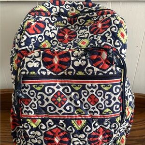 Vera Bradley Red and Blue Backpack Vibrant Pattern Design